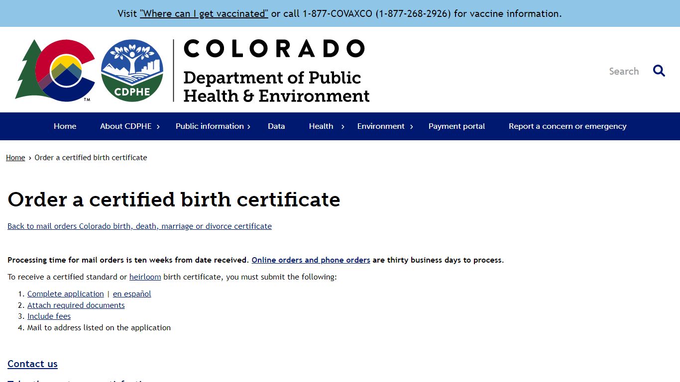 Order a certified birth certificate | Department of Public Health ...